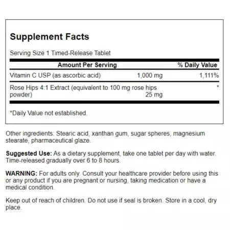 Swansoni C -vitamiin roosi puusadega ajadRelease 1000 mg 250 tabletti