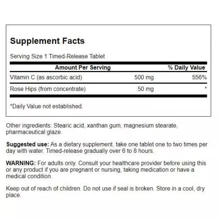 Swanson vitamine C met rozenheupen TimedRelease 500 mg 250 tabletten