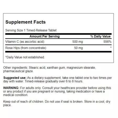 Swanson Vitamin C with Rose Hips TimedRelease 500mg 250 Tablets