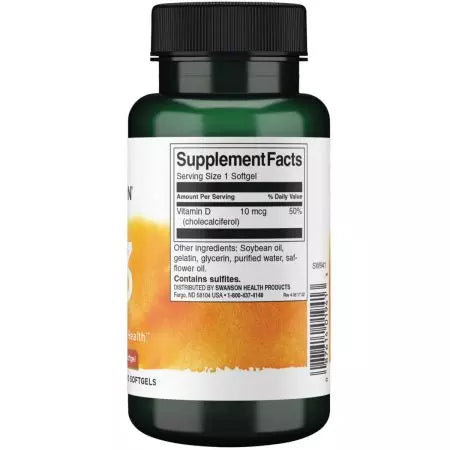 Swanson Vitamin D 400 Iu (10 mcg) 250 Softgels