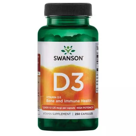 Swanson Vitamina D3 Potență ridicată 1.000 UI (25 mcg) 250 capsule