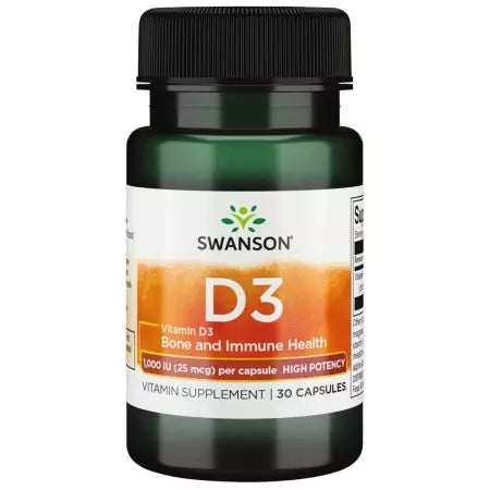 Swanson Vitamin D3 Vysoká účinnost 1 000 IU (25 mcg) 30 tobolek