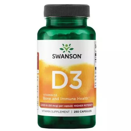 SWANSON VITAMIN D3 Υψηλότερη ισχύ 2.000 IU (50 mcg) 250 κάψουλες