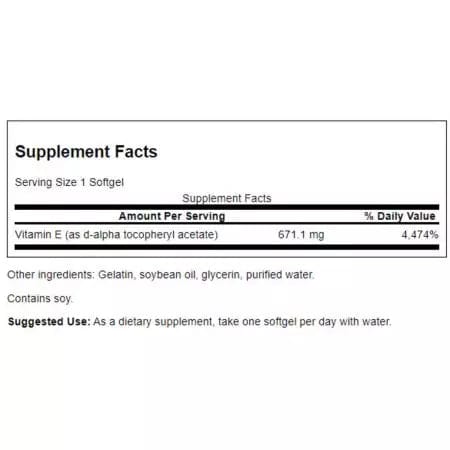 Swanson Vitamin E1000 1000iu 100 Capsules