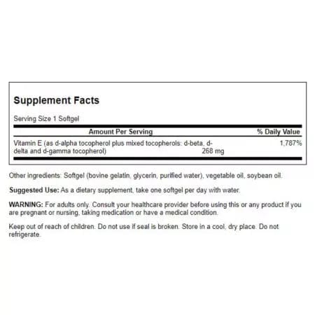 Swanson Vitamin E Mixed Tocopherols 400iu 100 Softgels