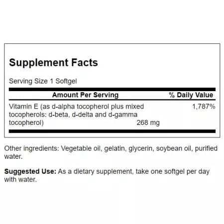 Swanson Vitamin E Mixed Tocopherols 400iu 250 Softgels