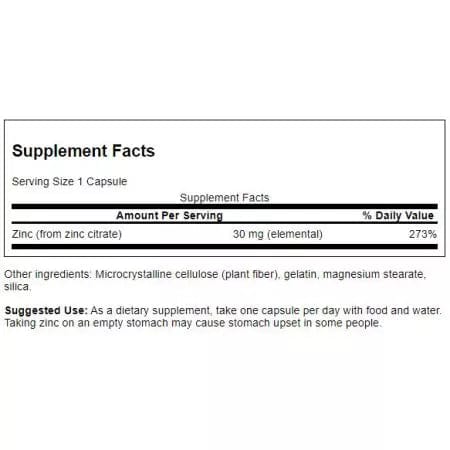 Swanson Zinc Citrate 30 mg 60 Capsules