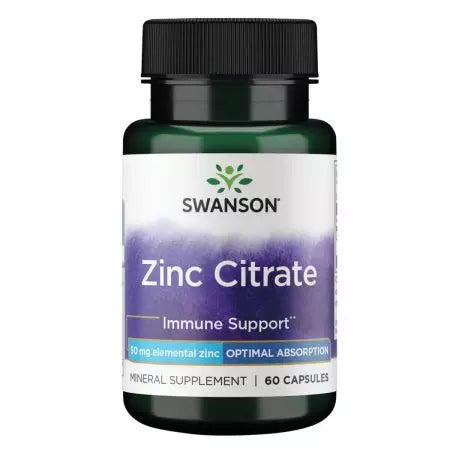 Swanson Zinc Citrate 50 mg 60 Capsules