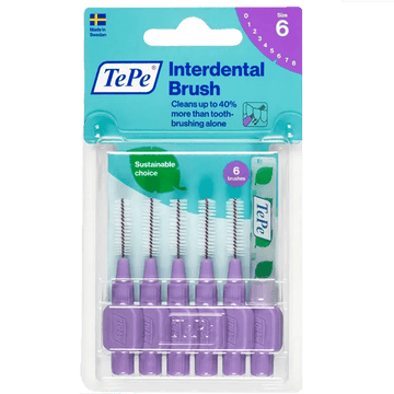 Tepe Interdental Brushes Purple 1.1mm Pack of 6 - welzo