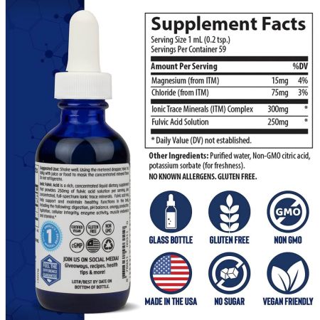 Trace Minerals Ionic Fulvic Acid 250mg 2 fl oz (59 ml)