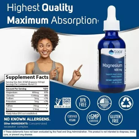 Nyomkövetési ásványi anyagok ion magnézium 400 mg 2 fl oz