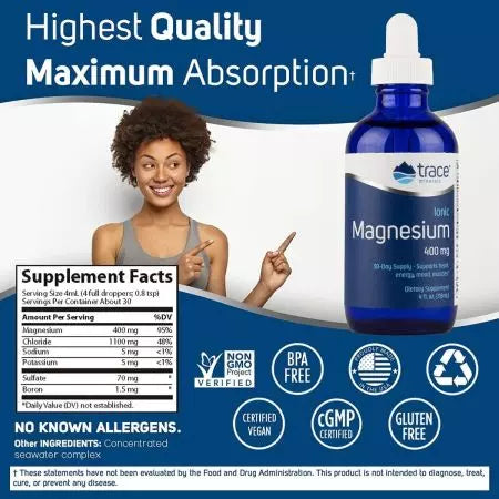 Spor mineraler ionisk magnesium 400 mg 4 fl oz