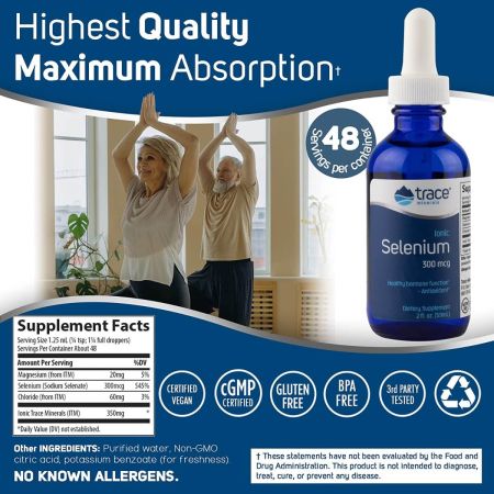 Trace Minerals nestemäinen ioninen seleeni (300 mcg) 2 unssia