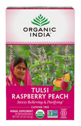 Tulsi Tea Raspberry Peach (18 bags) - Organic India - welzo