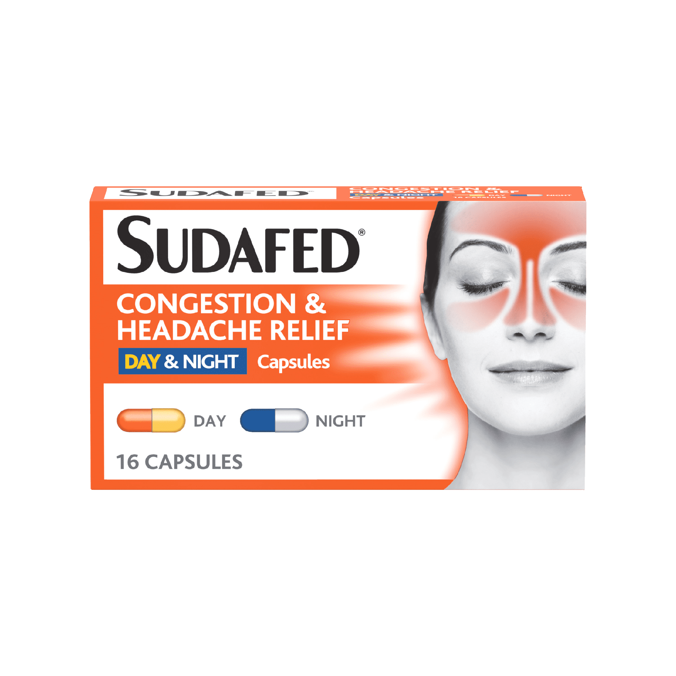 Sudafed Congestion & Headache Day & Night Capsules Pack of 16 - welzo