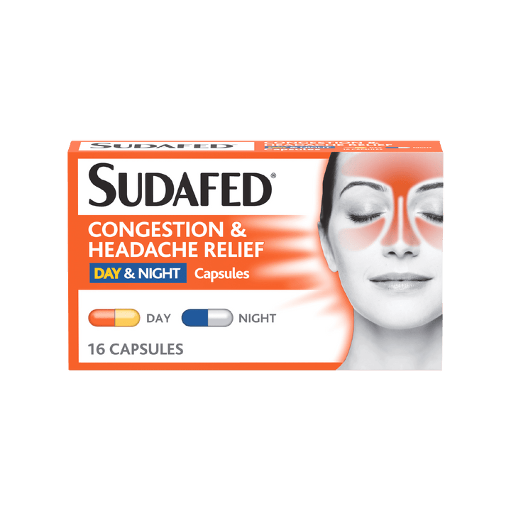 Sudafed Congestion & Headache Day & Night Capsules Pack of 16 - welzo