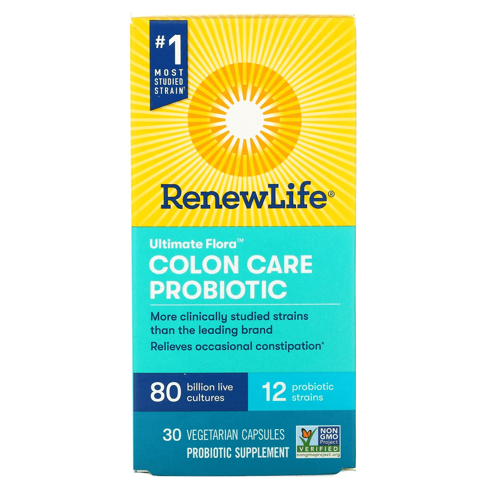 Ultimate Flora, Colon Care Probiotic, 80 Billion Live Cultures, 30 Vegetarian Capsules - Renew Life - welzo