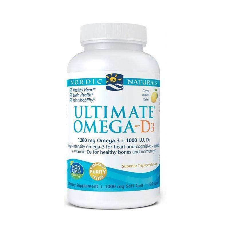 Ultimate Omega D3 (Lemon) 120 Soft Gels - Nordic Naturals - welzo