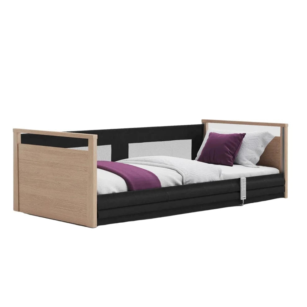 Sólo Safeside Ultra-Low Profiling Bed with Mesh Side Rails-Elektrické nastavitelné lůžko přátelské k demenci pro nastavení domova a péče
