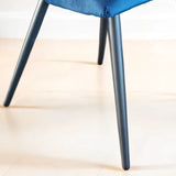 2x Sillas de comedor de terciopelo de Valencia Blue Luxury con piernas negras