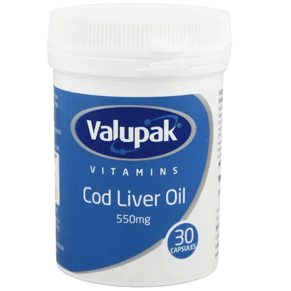 Valupak Cod Liver Oil High Strength Capsules 550mg Pack of 30 - welzo