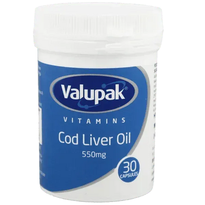 Valupak Cod Liver Oil High Strength Capsules 550mg Pack of 30 - welzo
