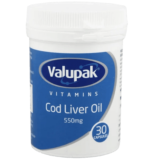 Valupak Cod Liver Oil High Strength Capsules 550mg Pack of 30 - welzo