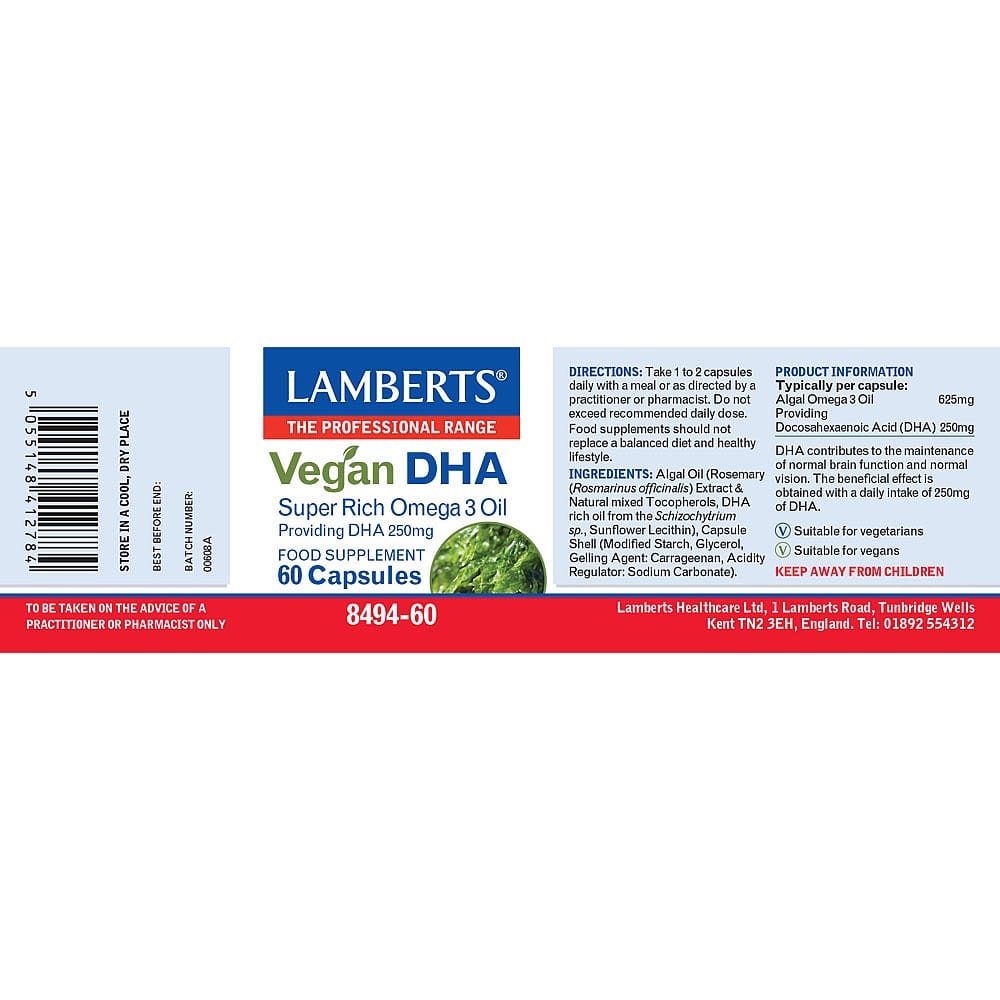 Lamberts Vegan DHA 250mg – 60 Capsules – image 4