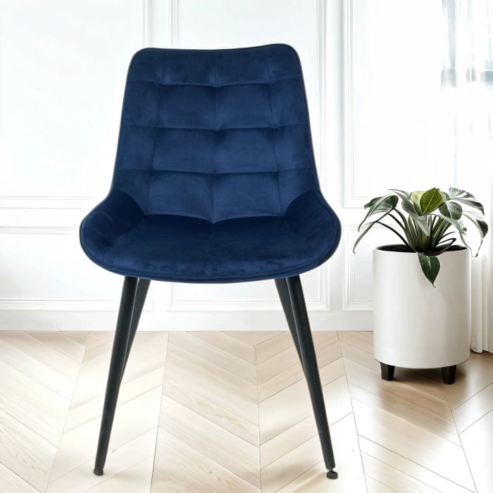 6x Velvita Blue Luxury Velvet z czarnymi nogami krzesła do jadalni