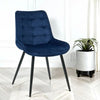 6x Velvita Blue Luxury Velvet z czarnymi nogami krzesła do jadalni