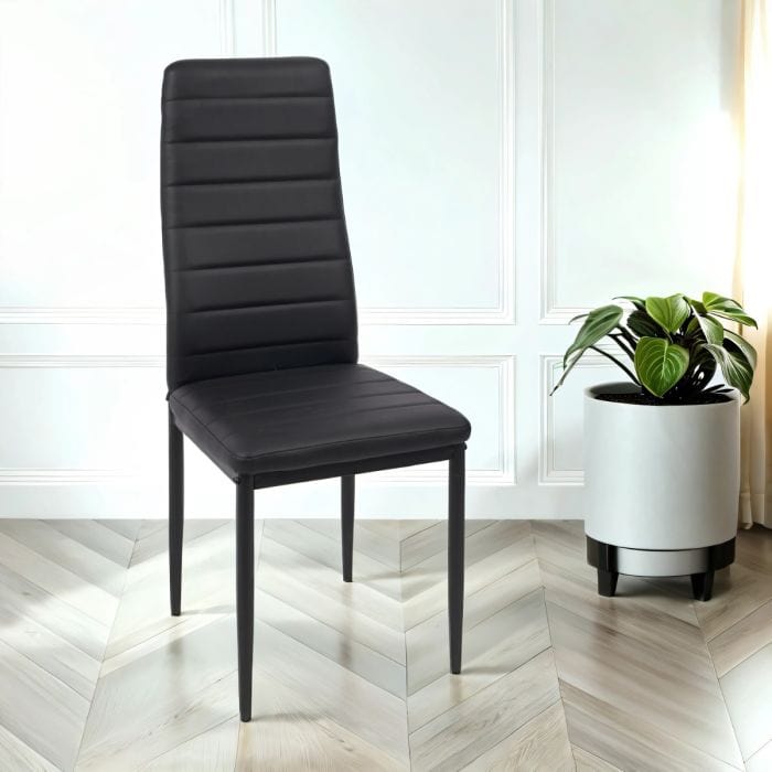 Witte faux lederen eetkamerstoelen set van 2 - nova high back met chrome poten en zijdetail (copy)