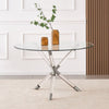 100cm Round Glass Dining Table – Silver & Acrylic Legs, Luxury Vidrio Style
