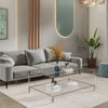Grande tavolino in vetro - Frame d'oro e gambe acriliche, 130 cm - Collezione Vidrio (Copia)