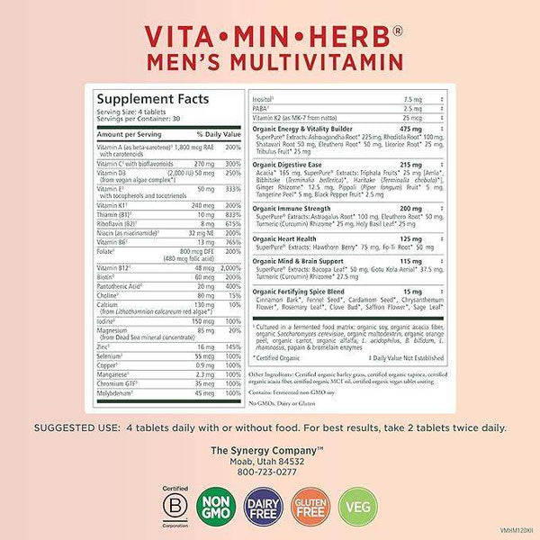 Vita Min Herb for Men, 120 Tablets - The Synergy Company - welzo