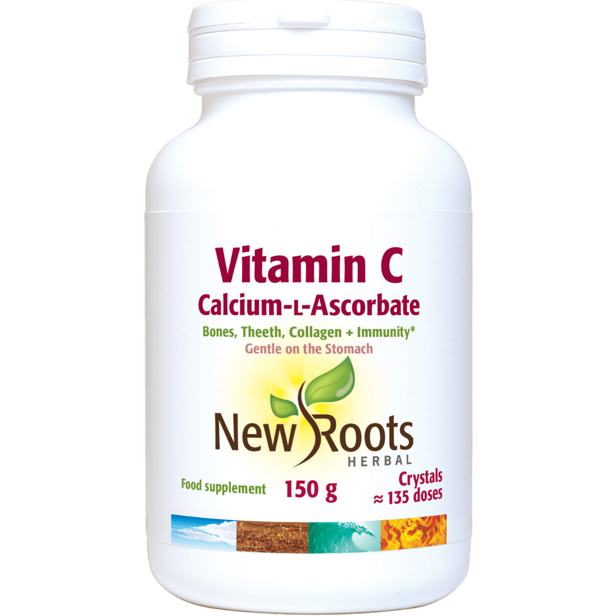 New Roots Herbal Vitamina C Cristales de L-ascorbato de calcio – 150 g en polvo – imagen 2