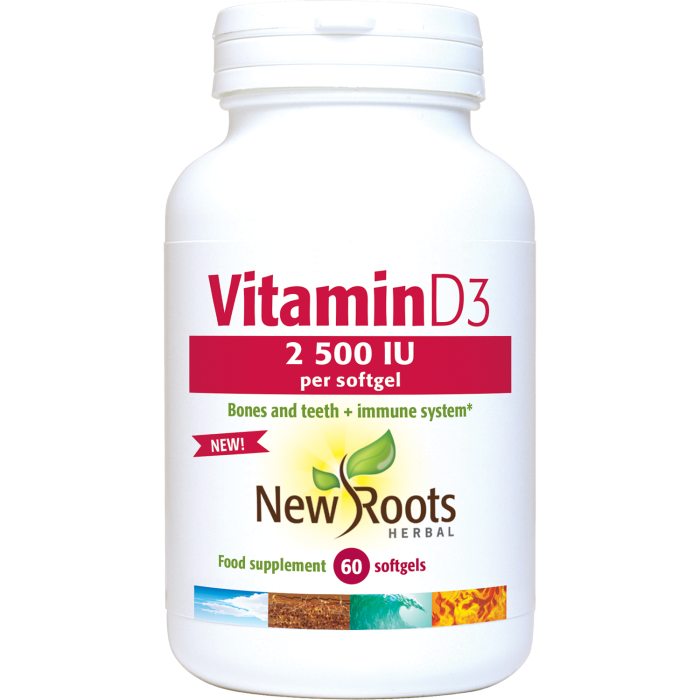 New Roots Herbal Vitamin D3 2,500 IU – 60 Softgels