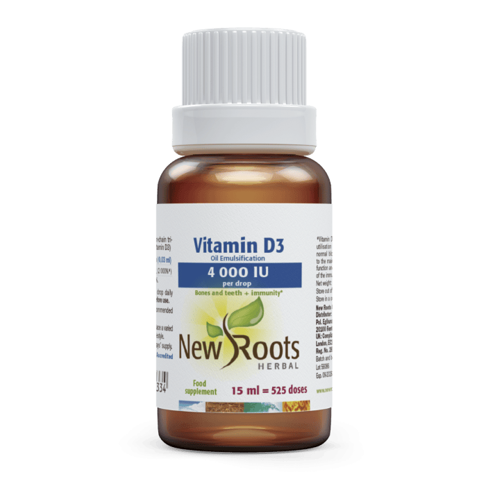 New Roots Herbal Vitamin D3 4,000 IU Liquid – 15 ml