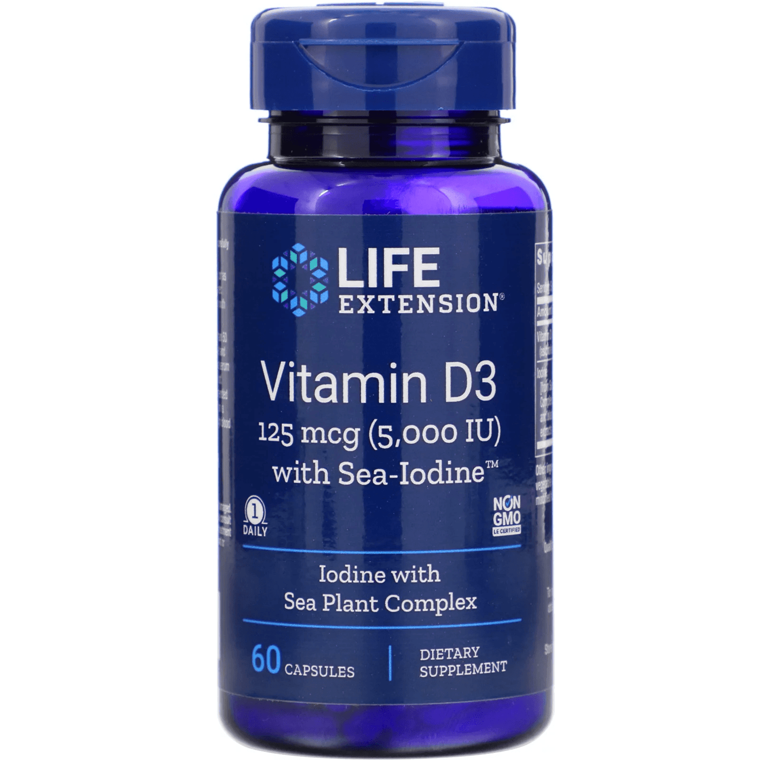 Vitamin D3 with Sea-Iodine 5000 IU, 60 Capsules - Life Extension - welzo