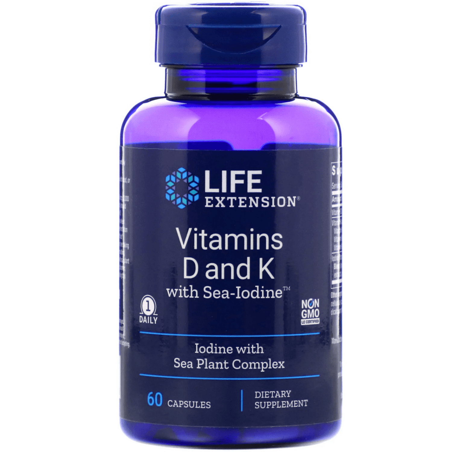 Vitamins D and K with Sea-Iodine, 60 Capsules - Life Extension - welzo