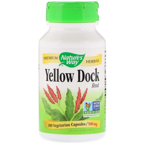 Yellow Dock Root 500mg, 100 Vegetarian Capsules - Natures way - welzo