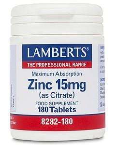 Zinc 15mg- (as Citrate) 180 tabs - Lamberts - welzo