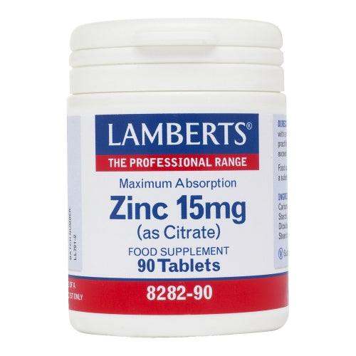 Zinc 15mg- (as Citrate) 90 tabs - Lamberts - welzo