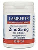 Zinc 25mg (as Citrate), 120 tabs - Lamberts - welzo