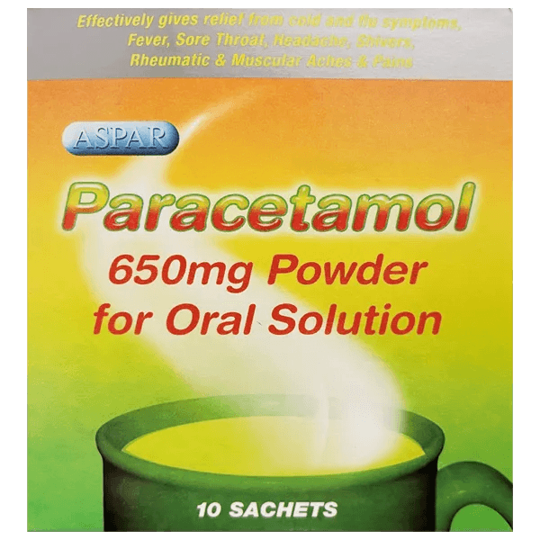 Aspar Paracetamol Powder Sachets Pack of 10 - welzo