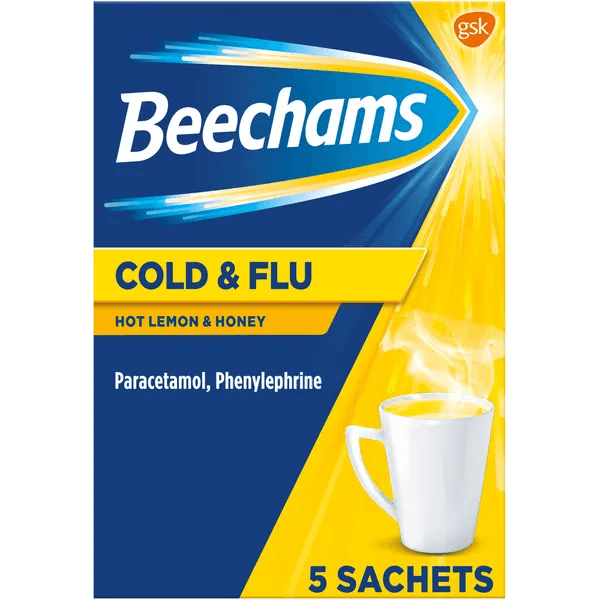 Beechams Cold & Flu Hot Lemon & Honey Sachets Pack of 5 - welzo