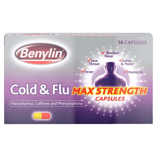 Benylin Cold & Flu Max Strength Capsules Pack of 16 - welzo
