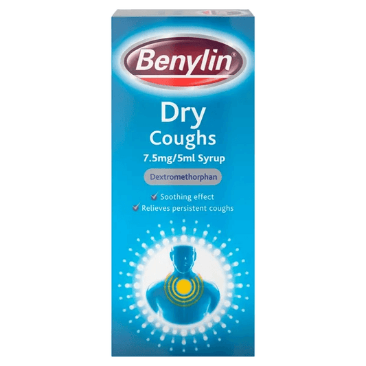 Benylin Dry Coughs Syrup 150ml (Includes FREE Kleenex Pocket Tissues*) - welzo