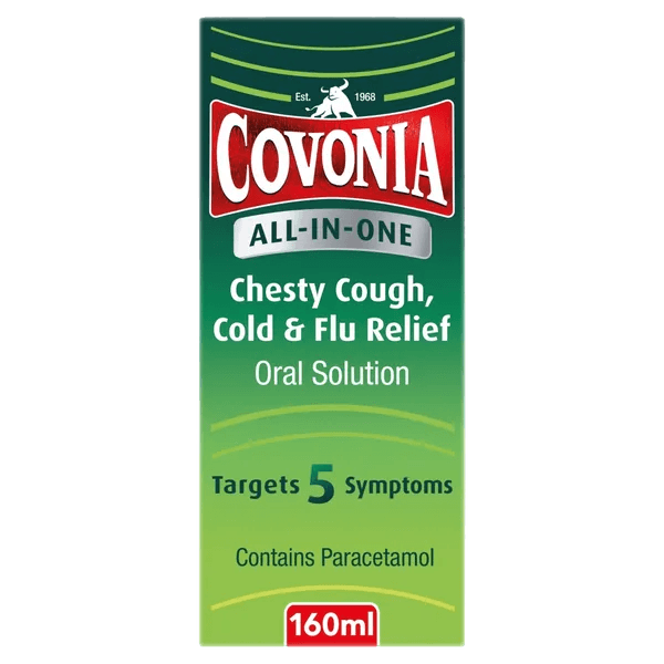 Covonia All-In-One Chesty Cough, Cold & Flu Relief Oral Solution 160ml - welzo