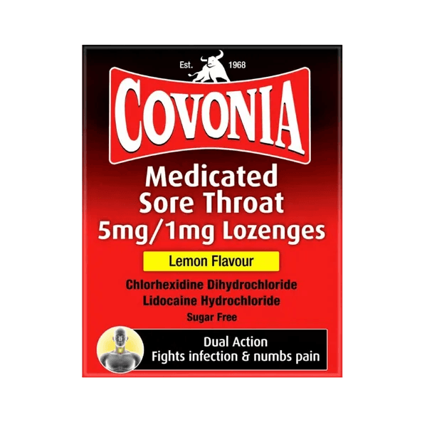 Covonia Medicated Sore Throat Lozenges Lemon Pack of 36 - welzo