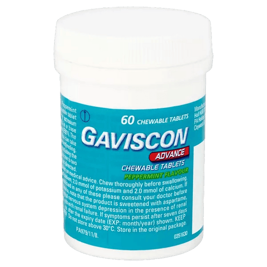 Gaviscon Advance Peppermint Chewable Tablets Pack of 60 - welzo
